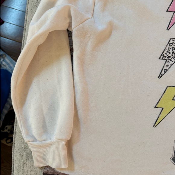 AC/DC oversized cropped  Sweatshirt with Colorful Lightning Bolts - Picture 2 of 5